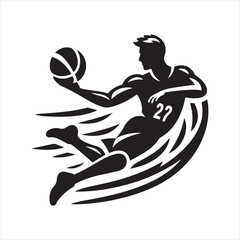 Athletes in Action vector silhouette outline logo design concept illustration