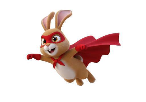 Superhero bunny isolated on transparent background