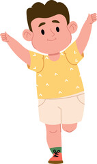 Joyful Boy with Raised Arms