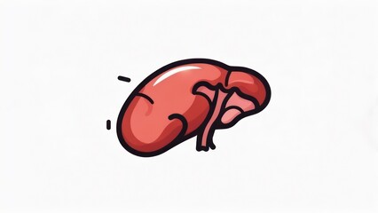 Cartoon Kidney Illustration: Vibrant Red Organ with Bold Black Outline on White