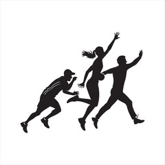 Athletes in Action vector silhouette outline logo design concept illustration