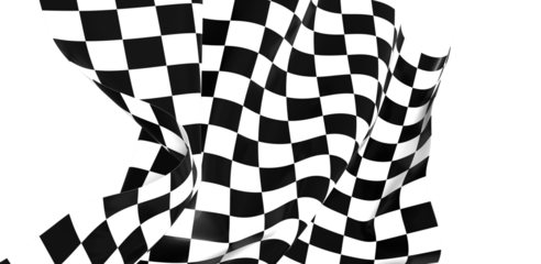  Image of motor racing black and white checkered finish flag waving