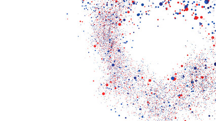 Abstract festive backdrop with red, blue and white confetti. Ideal for celebrations.