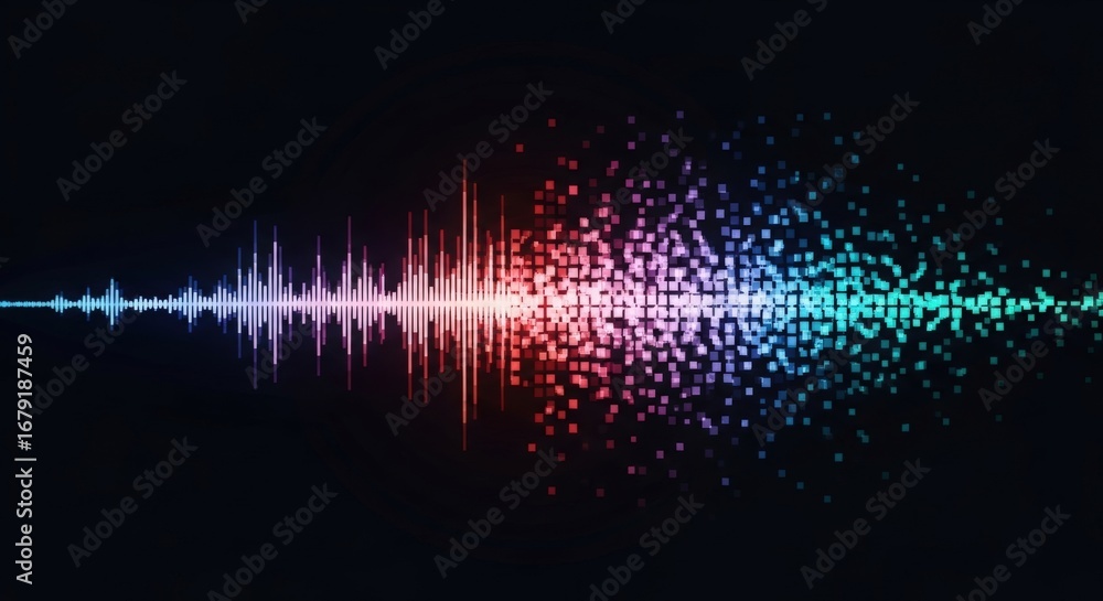 Poster vibrant digital glitch sound wave background seamless abstract equalizer display