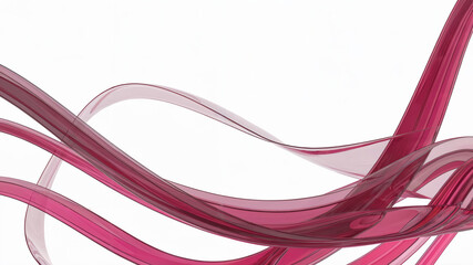 Abstract flowing ribbons in a vibrant magenta hue on a clean white background