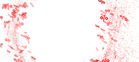 Abstract background with red percentage symbols falling. Perfect for sale banners, discount promotions, and financial presentations.