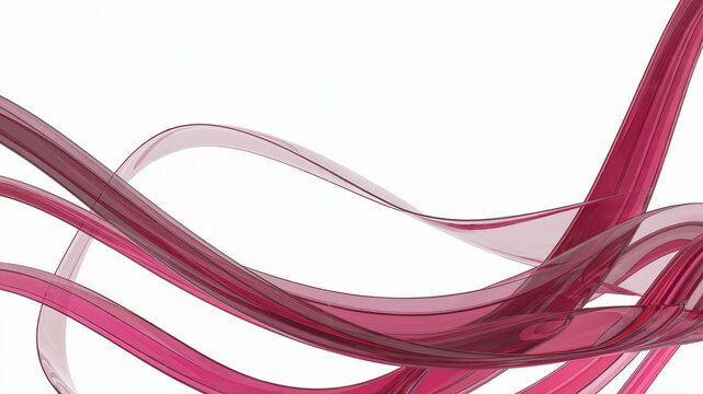 Abstract flowing ribbons in a vibrant magenta hue on a clean white background