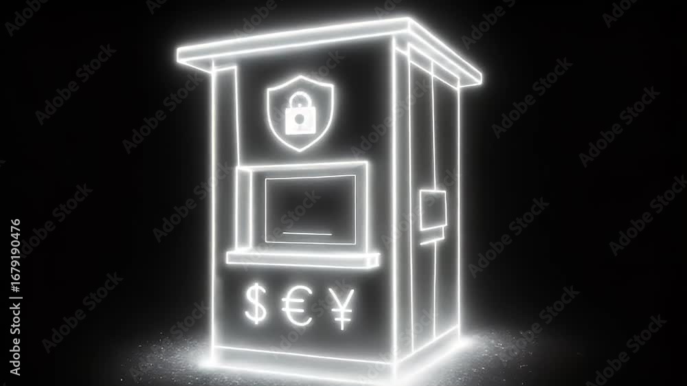 Poster secure financial exchange: this image depicts a stylized, glowing structure representing a secure fi