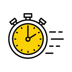 Simple vector icon illustration representing same-day service with a clock and delivery symbol, emphasizing fast, reliable, and efficient service in a clean minimalist style.