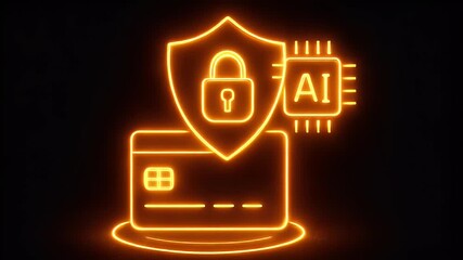 Cybersecurity and Financial Protection: A striking digital illustration depicts a credit card, shield, and AI chip. - Powered by Adobe
