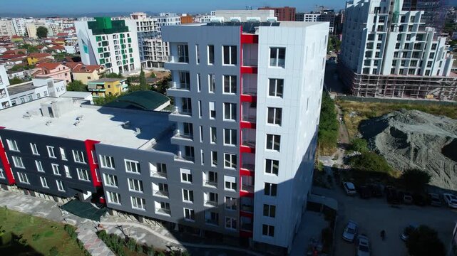 New residential buildings with ventilated facades and insulation, beautiful apartments on developing neighborhood in Tirana