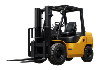 Industrial forklift vehicle for warehouse loading operations.