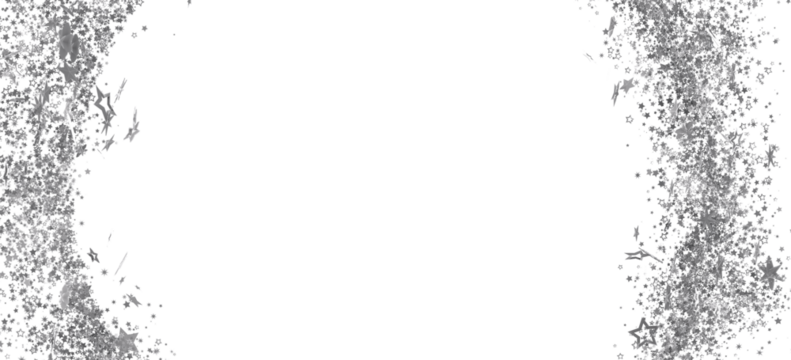 Elegant silver glitter stars border on white. Perfect for holiday cards, invitations, and festive designs.