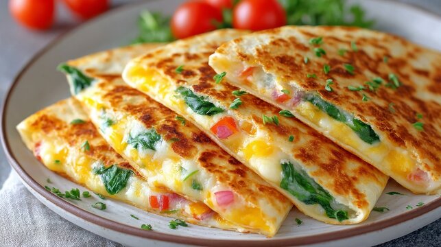 Deliciosas quesadillas de espinaca y queso preparadas en casa para disfrutar en cualquier momento del d&iacute;a