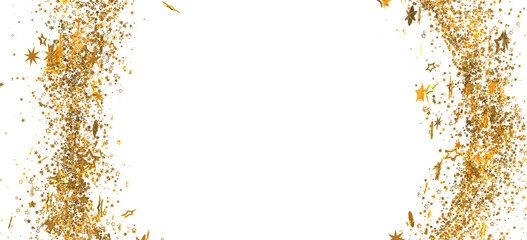 Sparkling gold stars and glitter on white. Perfect for holidays, parties, and celebrations.