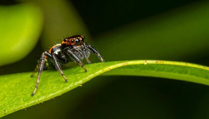 Jumping spider on leaf