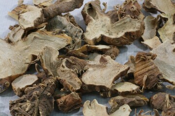 Belamcanda chinensis rhizome, known as Sagan, is used in Korean medicine. With pungent taste and unique aroma, it clears heat, detoxifies, reduces phlegm, and treats sore throat, cough, 