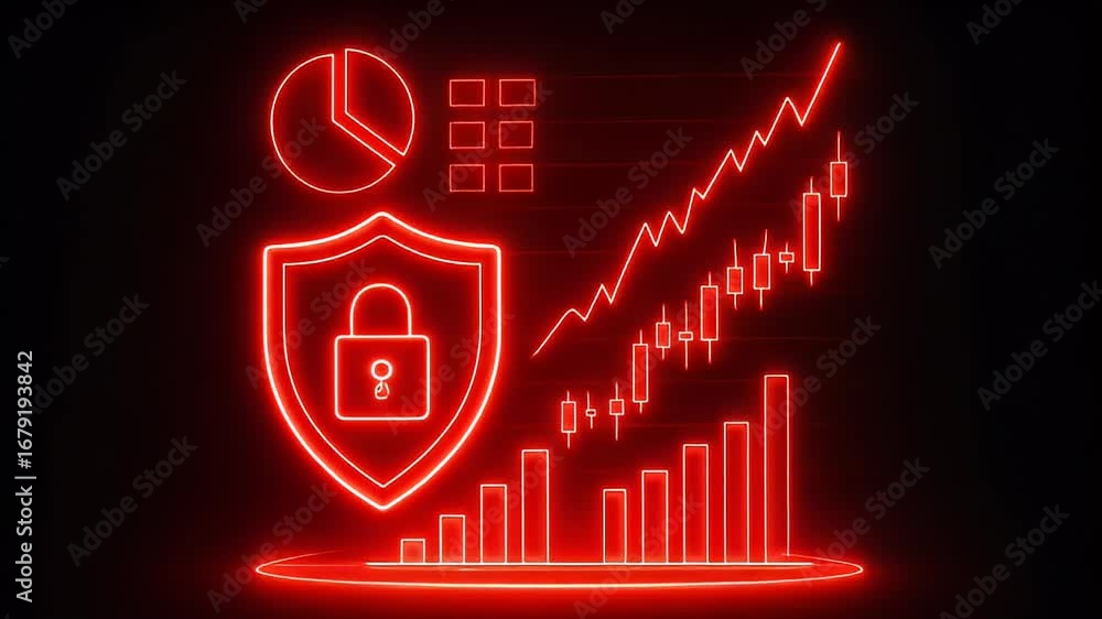 Poster cybersecurity visuals: illustrative graphic showcases network data security with elements such as a 