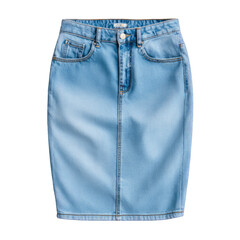 Light blue denim skirt with pockets and button closure