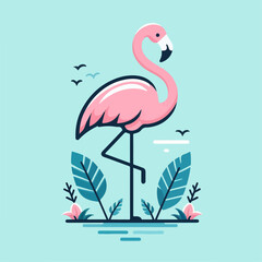 pink flamingo on the water