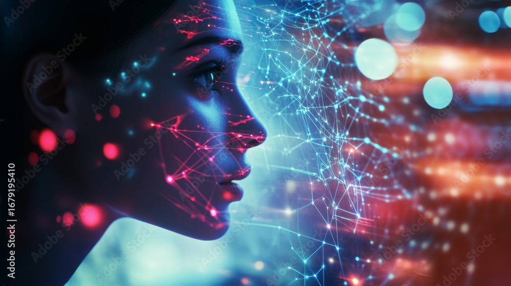 Aufkleber futuristic machine learning visualizations interactive data representation in a creative tech enviro