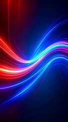 Abstract flowing lines of vibrant red and blue light