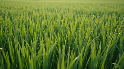 Fototapeta premium Long green grass in the field