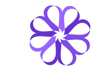 Elegant purple mandala with petal-like loops radiating from central spiral, minimalist abstract floral geometric pattern for tattoo, yoga, meditation, spiritual art, textiles, and digital decor 