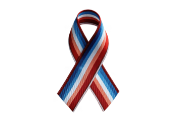 Red white blue striped ribbon folded into awareness loop isolated on a transparent background image
