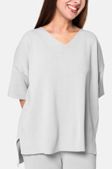 Outfit mockup png in transparent on a woman close-up