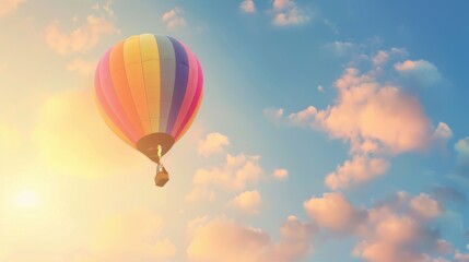 Naklejka premium Colorful Balloons Floating Over Summer Skies