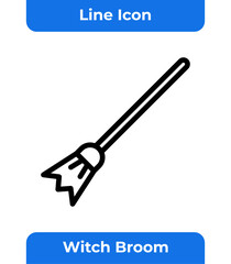 Witch Broom, Magic Equipment or Symbol of Halloween, Isolated Vector Illustration for Spooky Holiday Decoration