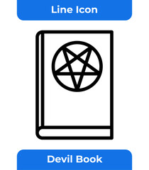 Devil Book with a Pentagram Symbol, Magic Spellbook, Isolated Vector Illustration for Halloween and Spooky Design