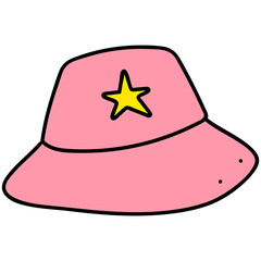 Fototapeta premium Pink bucket hat illustrated design element