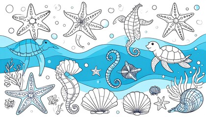 Ocean creatures coloring page