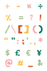 Png punctuation marks doodle typography set