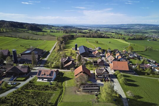 View of the village, at the back left the Lindenberg, Geltwil, Freiamt, Canton, Aargau, Switzerland
