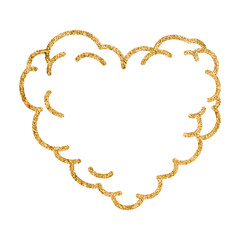Cute Heart PNG clipart, glitter gold doodle design icon