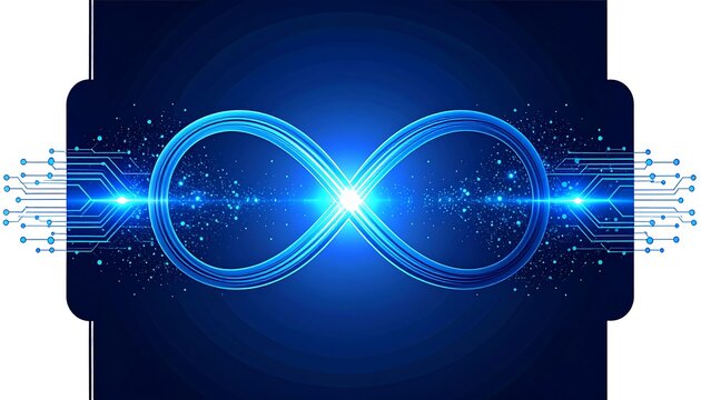 Infinity symbol, circuit board, technology