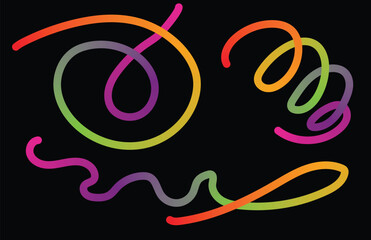 Abstract Organic Color Line Shapes. Vector Squiggle Pattern Design. Background with Fun Kid Graphics. Wave Party Color Lines Isolated on Bg.