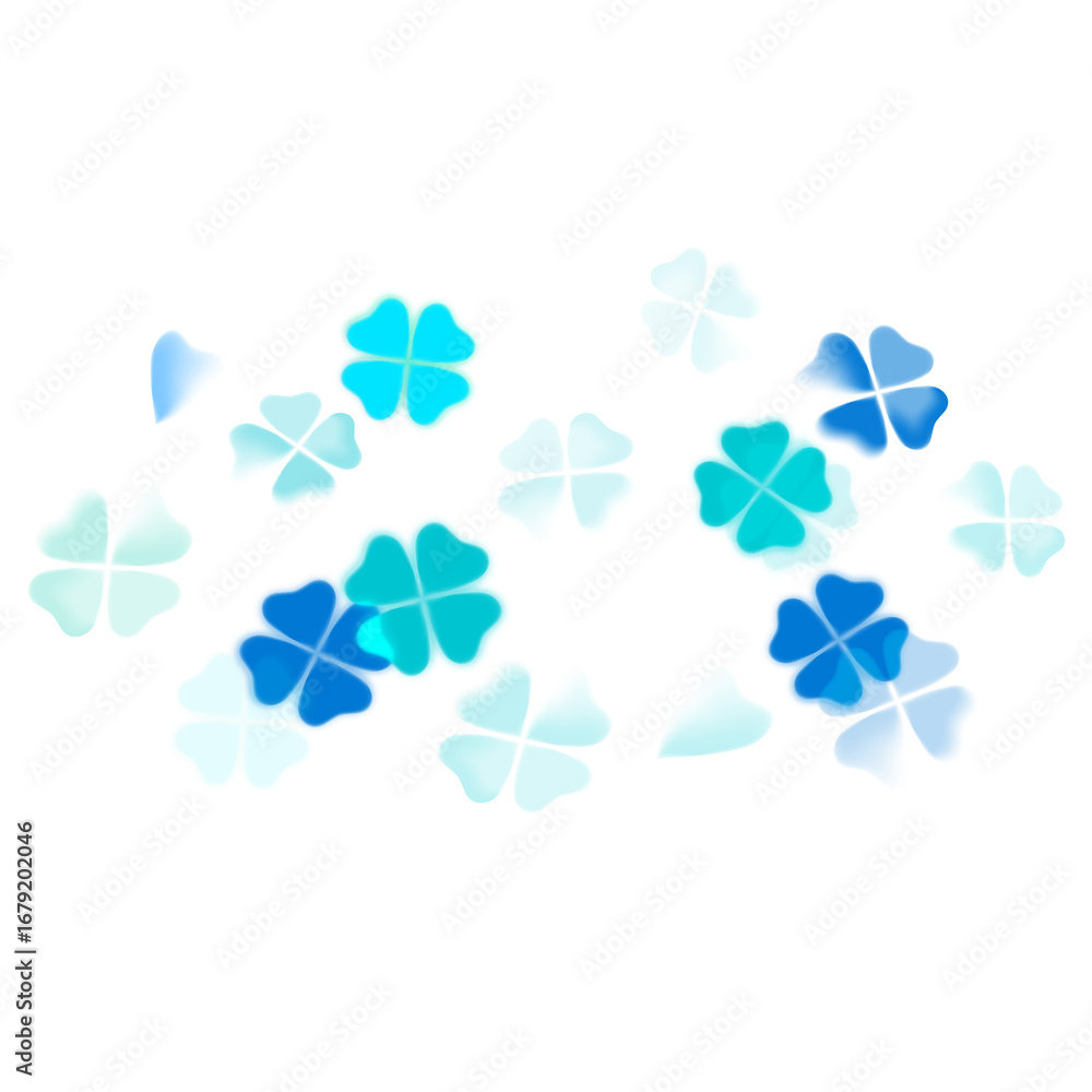 Poster blue clover png bokeh transparent pattern design