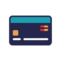 Dark Blue Credit Card Icon with Teal Stripe debit card