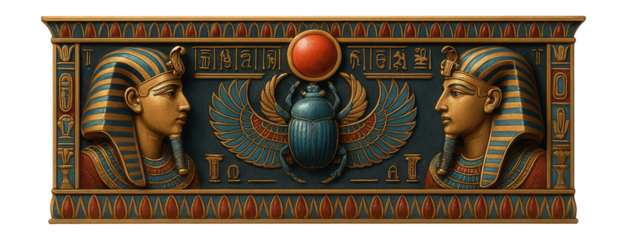 Egyptian border with pharaoh and scarab designs