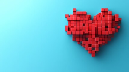 Creative pixelated heart clipart digital art graphic design vibrant environment front view love concept