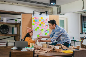 Startup Team Planning Product Development with Agile Task Board