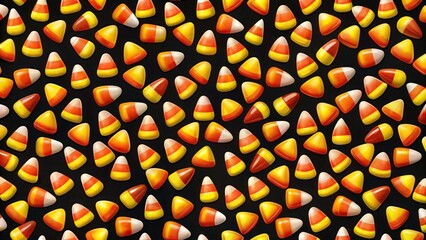 Seamless candy corn pattern on black background