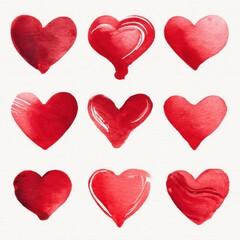 Watercolor Hearts Collection in Various Shapes and Styles