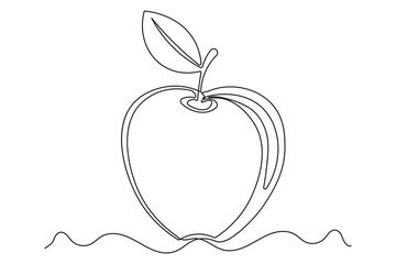 Minimalist apple continuous line sketch outline simple fruit drawing illustration