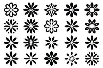 Vector art of collection of various floral designs, , showcasing different flower shapes and patterns for decorative purposes