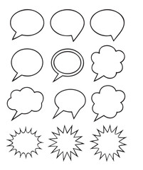 A colorful set of communication speech bubbles and thought clouds for comic or chat vector illustrations